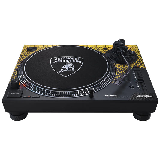 Front view of the Technics SL-1200M7B Lamborghini Special Edition Turntable in yellow