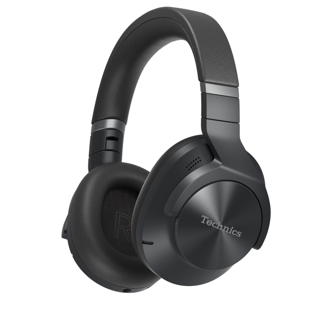 Technics EAH-A800 Wireless Headphones in sleek black design with over-ear cushioned earpads for ultimate comfort and noise cancelling.