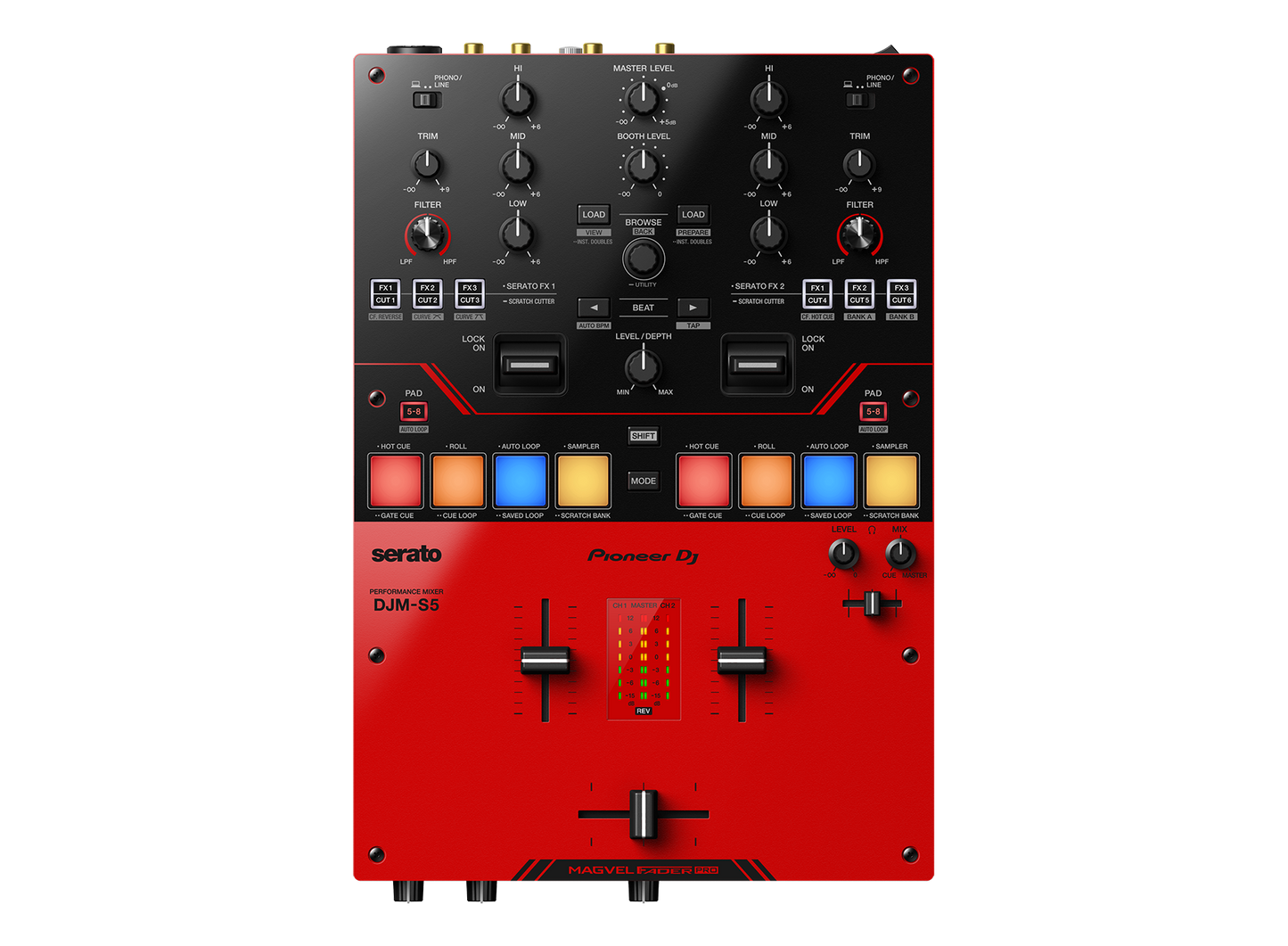 Pioneer DJ DJM-S5 Professional Scratch 2-channel DJ mixer (Gloss Red)