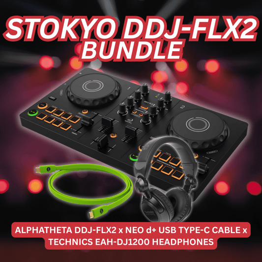 STOKYO DDJ-FLX2 Starter Kit — Everything You Need to Start DJing (Controller + Headphones + Cable)