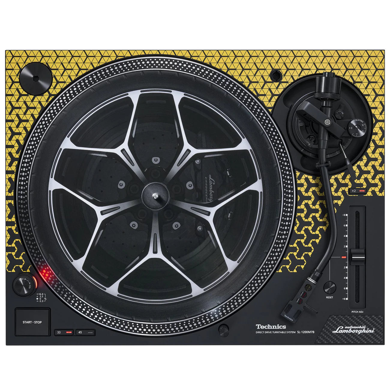 Top view of the SL-1200M7B turntable with its premium finish and controls.
