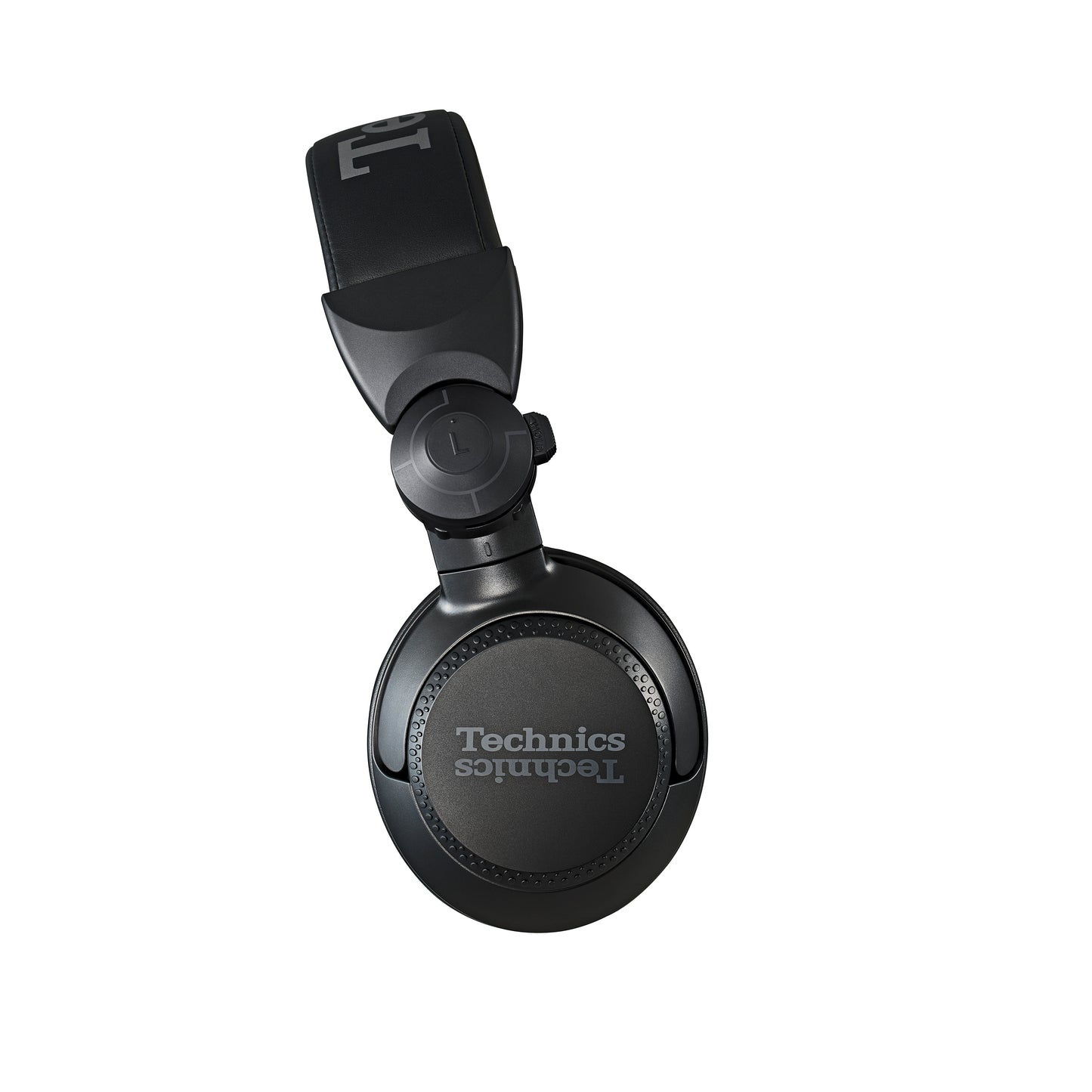 Close-up of the left side of Technics EAH-DJ1200 headphones, highlighting the swiveling mechanism